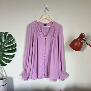 Torrid Georgette Smocked Pintuck Blouson Sleeve Blouse